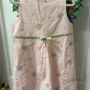 Gymboree Light Pink Dress with Green Ribbon